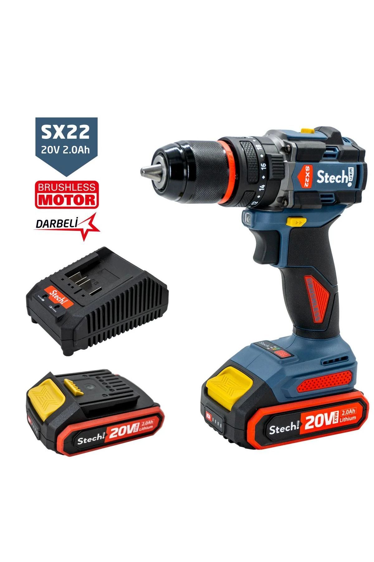 Stechend SX22-2X4.0 Akülü Kömürsüz Darbeli Matkap 20V 4.0Ah 60Nm