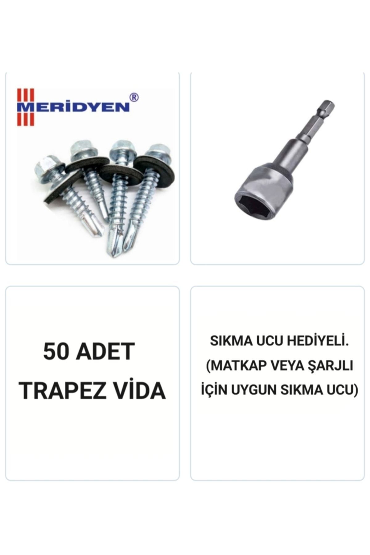 Trapez Vidası 5,5 X 32 Mm. / Çatı Vidası / Akıllı Sac Vidası / ( 50 Adet ) Uç Hediyeli