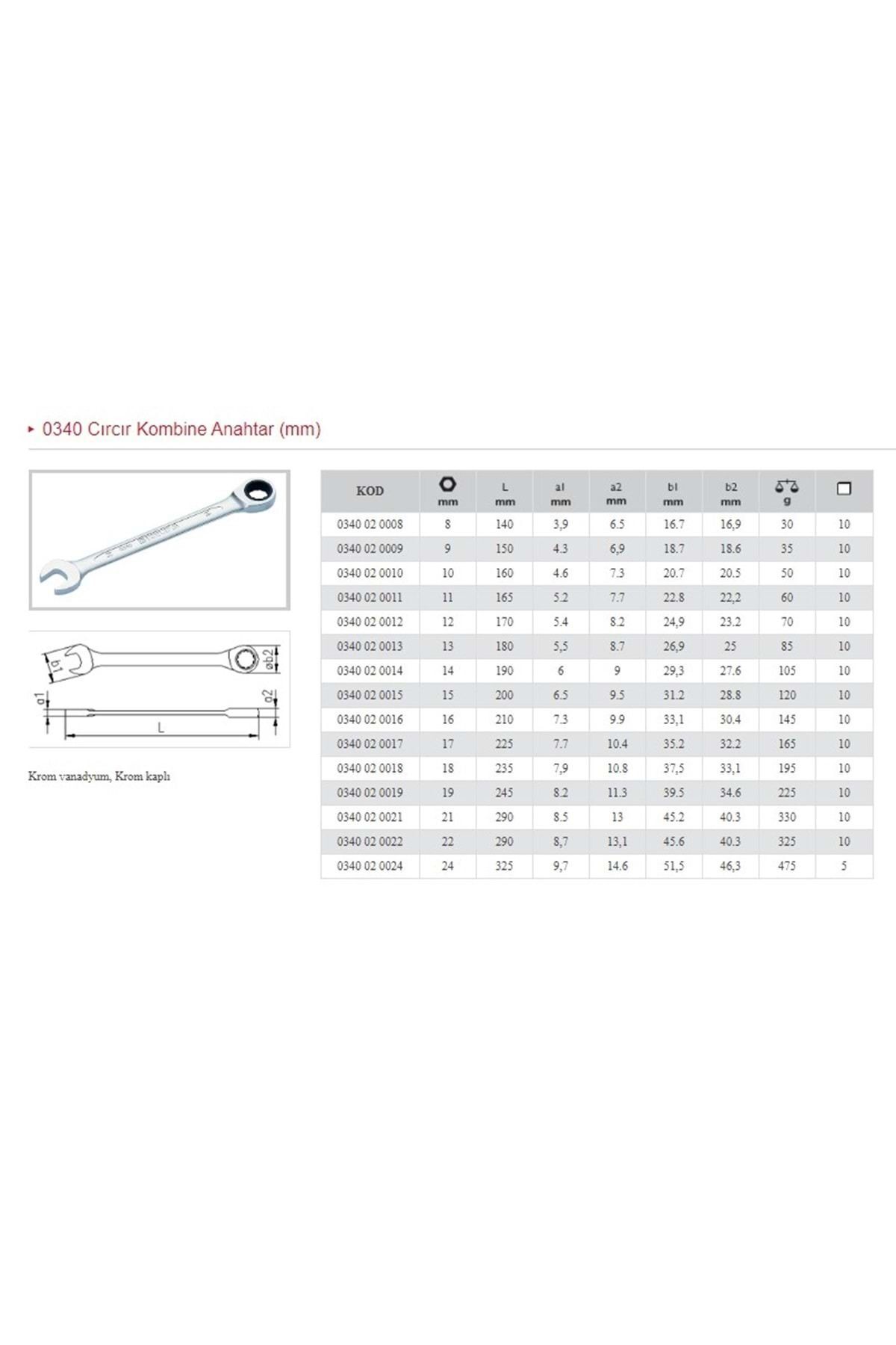 İzeltaş 16 Mm Cırcırlı Kombine Anahtar 0340 02 0016